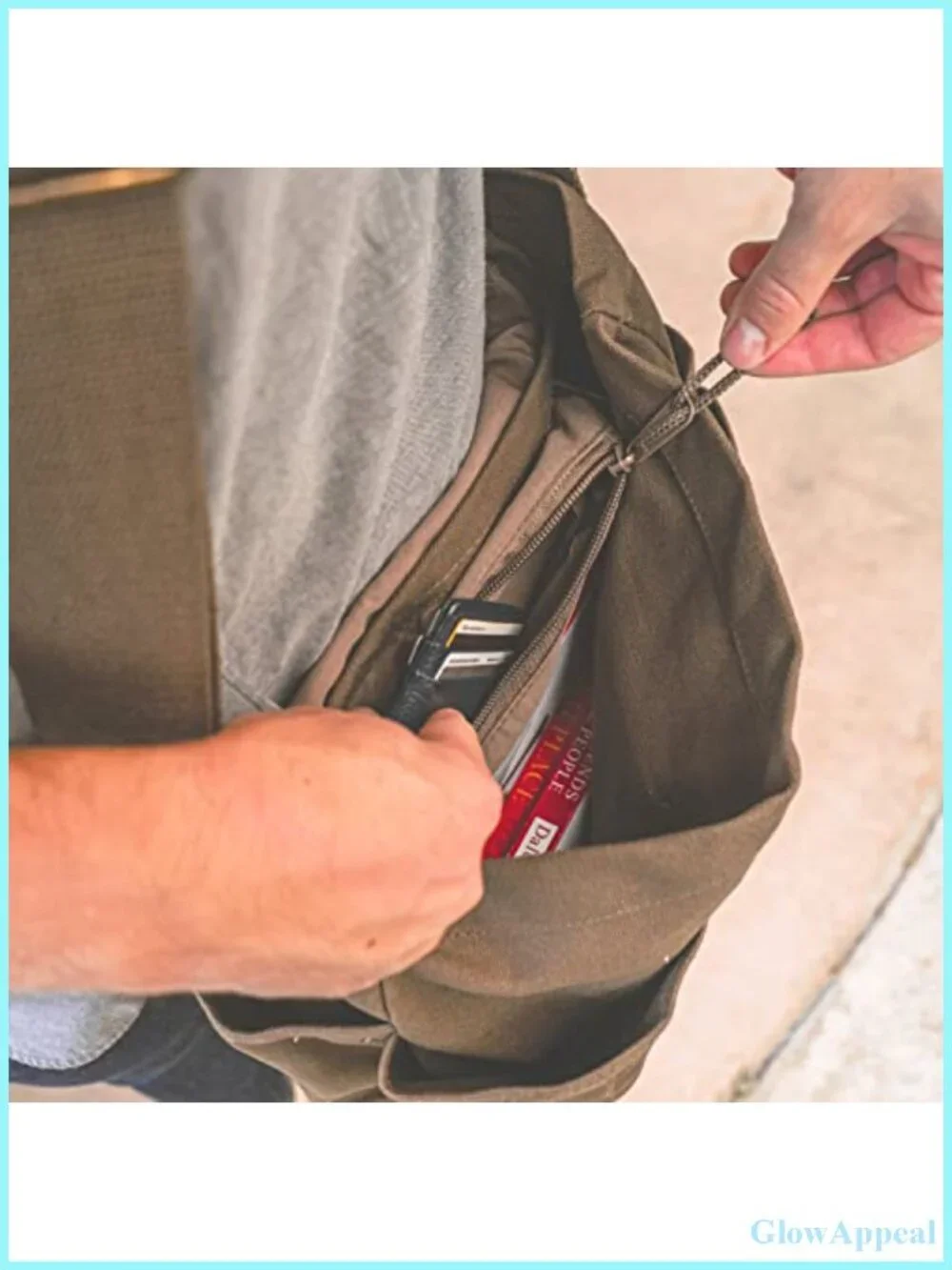 Cotton Canvas Messenger Bag Heavyweight Shoulder Bag Adjustable Strap Travel